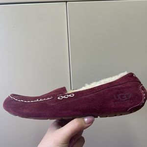 Maroon/ red suede ugg moccasins
